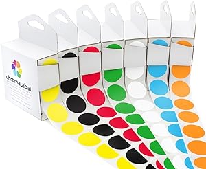 ChromaLabel 1 inch Standard Color-Code Dot Label Kit, 7 Assorted Colors, 1,000/Dispenser Box