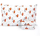 Salt Earth 100% Cotton 210TC Kids Bedsheet, Twin Sheets Set for Toddler Bed, 3 Piece Bedding Set Including Flat Sheet, Fitted Sheet, and Pillowcase, Themed Cute Sheets for a Playful Kids Bed (Ahoy)