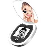 Soufyuane Portable led Mirror Beauty Mirror with Smart UV Sunscreen Tester, 360ยฐ Adjustable UV Camera for Skin Protection Detection Long - Standby Ideal for Sun Skin Care Travel Make up Mirror