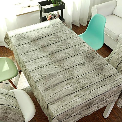RiseSunUS 55x79inch Vintage Cotton Linen Table Cloth Wood Grain Dustproof Tablecloth for Home Hotel Cafe Restaurant (55X79 inch(140X200CM))