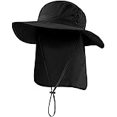 Home Prefer Outdoor UPF50+ Mesh Sun Hat Wide Brim Fishing Hat with Neck Flap Sun Hat for Men Women