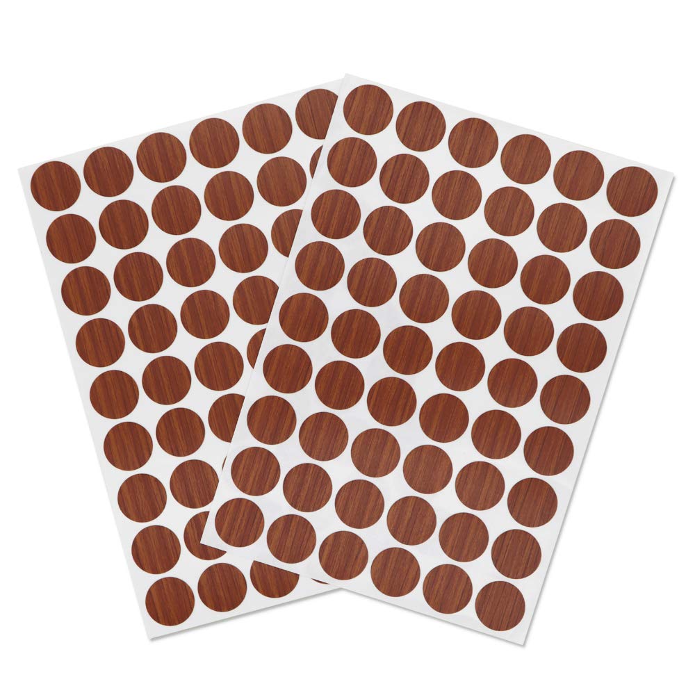 Photo 1 of VictorsHome Self-Adhesive Screw Hole Stickers PVC Cover Caps Dustproof for Wooden Furniture Cabinet 21mm 2 Sheets/108 Pcs Red Walnut