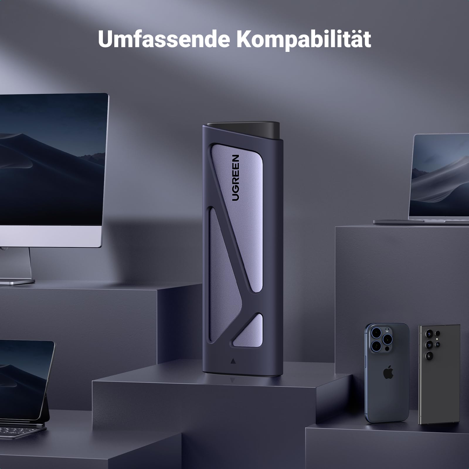 UGREEN M2 SSD Gehäuse, NVME SATA M.2 SSD Gehäuse USB 3.2 GEN 2 10Gbps, NVME Gehäuse für M-Key und B&M-Key, kompatibel mit 970 EVO Plus, 760P usw 6