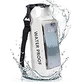 HUGSEE Waterproof Dry Bag, Beach Phone Bag 2L Roll Top Waterproof Backpack w/Phone Case/Pouch, Lightweight Dry Storage Bag for Travel Swimming Boating Kayaking Camping Beach Fishing Rafting (White)