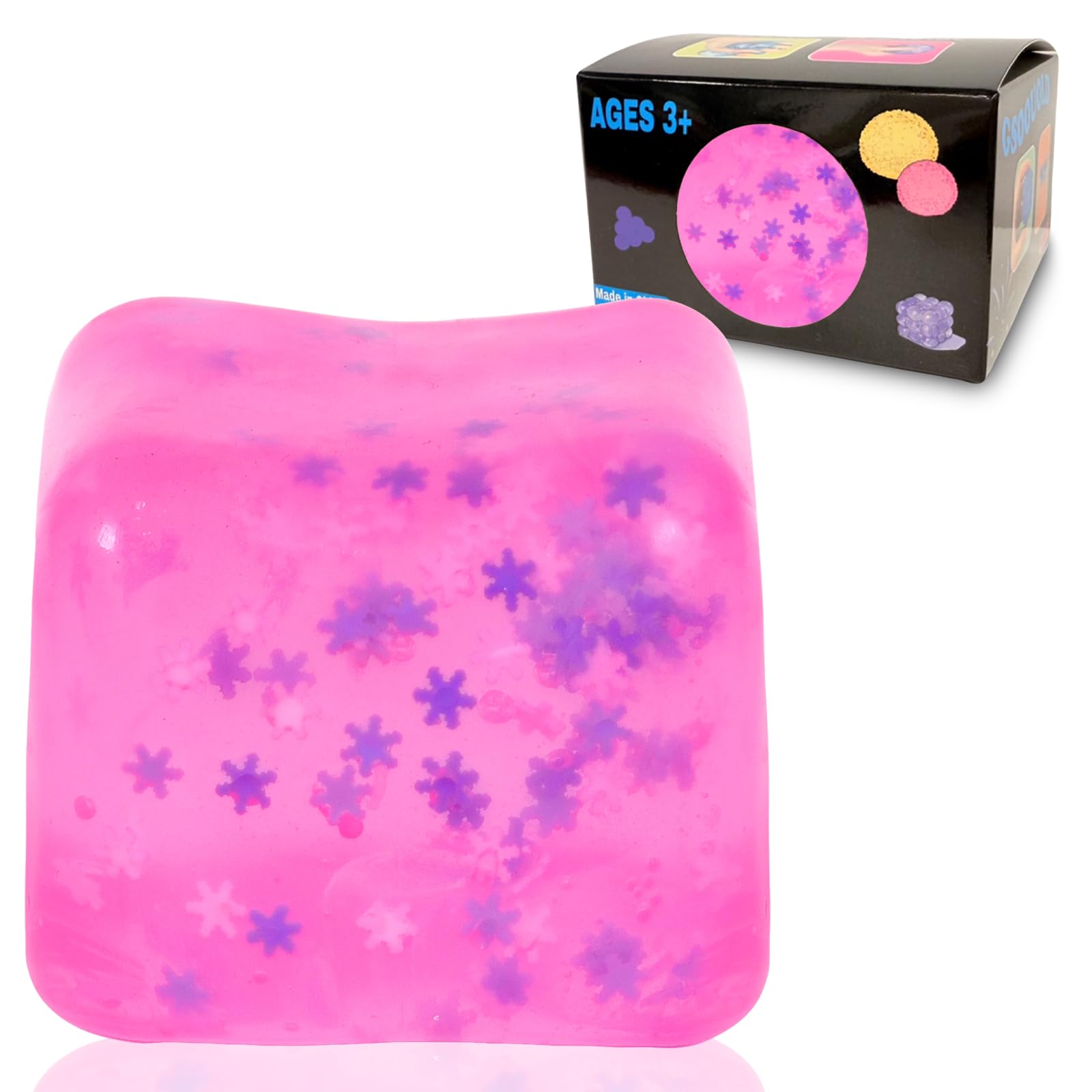 Squishy Ice Cube Fidget Toy, Sugar Ball Stress Cube for Kids Adults, Soft Squishies Stress Relief Sensory Toy for Autism, Classroom Prize Toy Party Favor