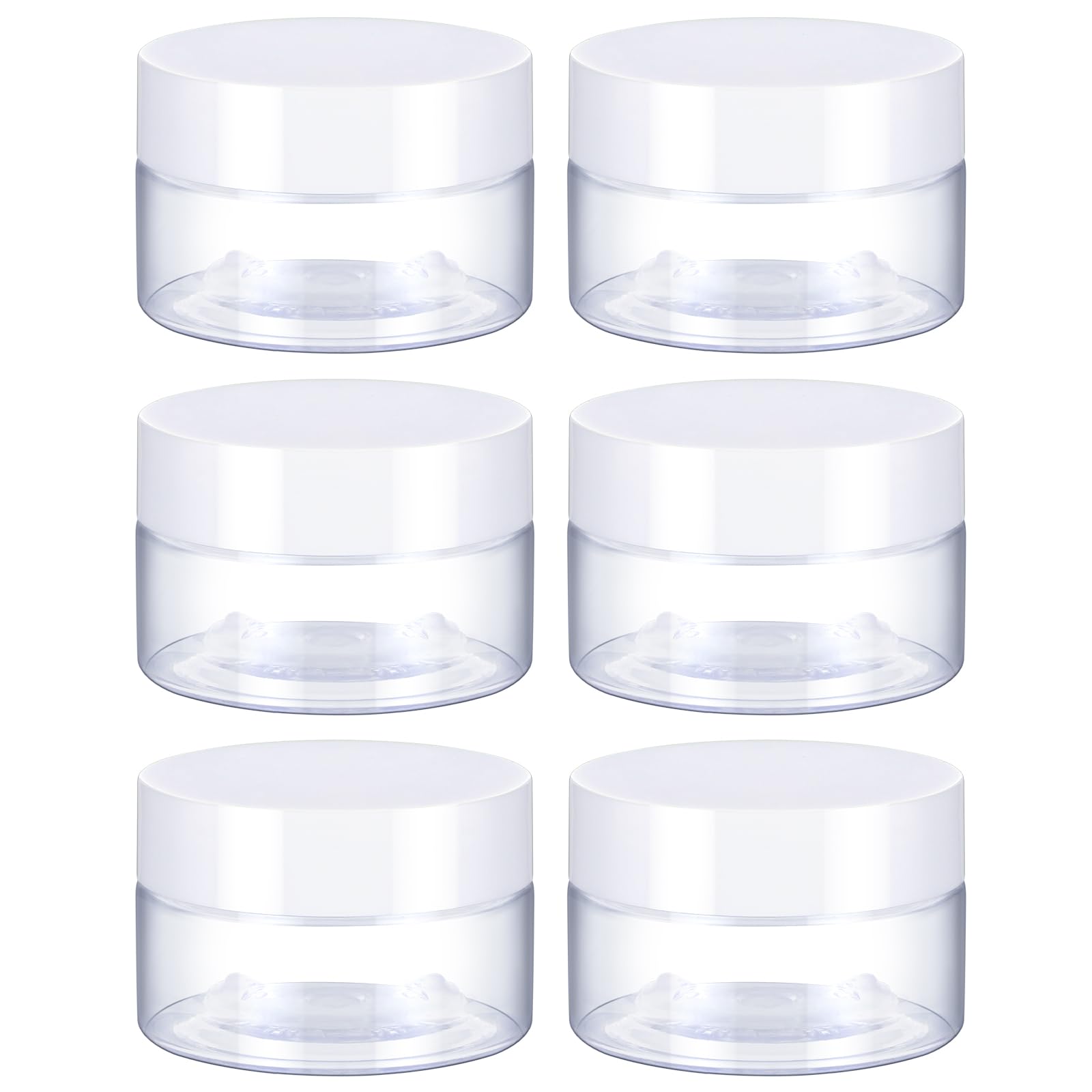 Gjinxi Travel Size Toiletries Containers, 6pcs Round Clear Leak Proof Plastic Jars with Lids, Portable Cosmetic Storage Box for Small Items, 1oz/3ml, Transparent White
