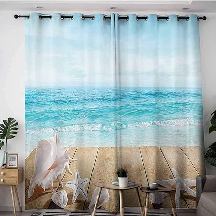 Amazon Com Onefzc Simple Curtains Beach House Wooden Pier With