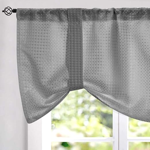 Amazon Com Jinchan Grey Tie Up Valance Curtains For Kitchen