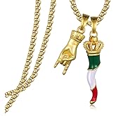 Sbzxbt Gold Italian Horn Necklace 925 Sterling Silver Lucky Hand Italian Horn Necklace for Men Women Jewelry Gifts for Men Women