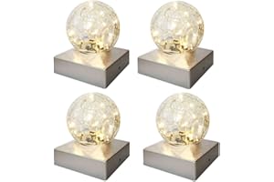 SUNNYPARK Solar Post Lights - Outdoor Post Cap Light for Fence Deck or Patio Garden Decoration Solar Powered Caps, LED Lighting, Lamp Fits 4x4 in - Warm White 4 Pack