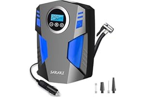 SAKAKI Air Compressor Tire Inflator Portable 12V DC Digital Electric Car Air Pump 150 PSI, Preset Tire Pressure Auto Shutoff for Sedan SUV Tyres, Bicycles, Other Inflatables Blue