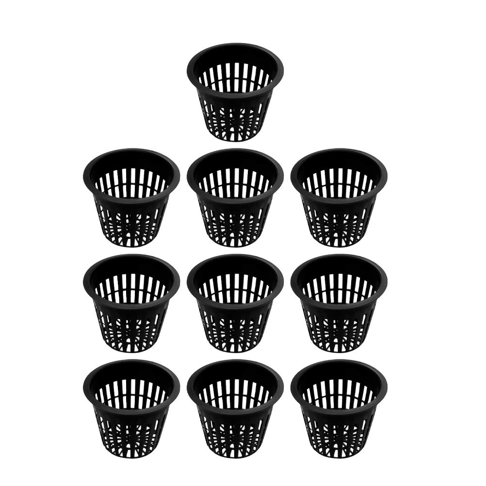 DOITOOL Hydroponic Planting Mesh Pot 10PCS Garden Net Cup Pots Plastic Mesh Planting Baskets for Hydroponics Garden Balcony (Black)