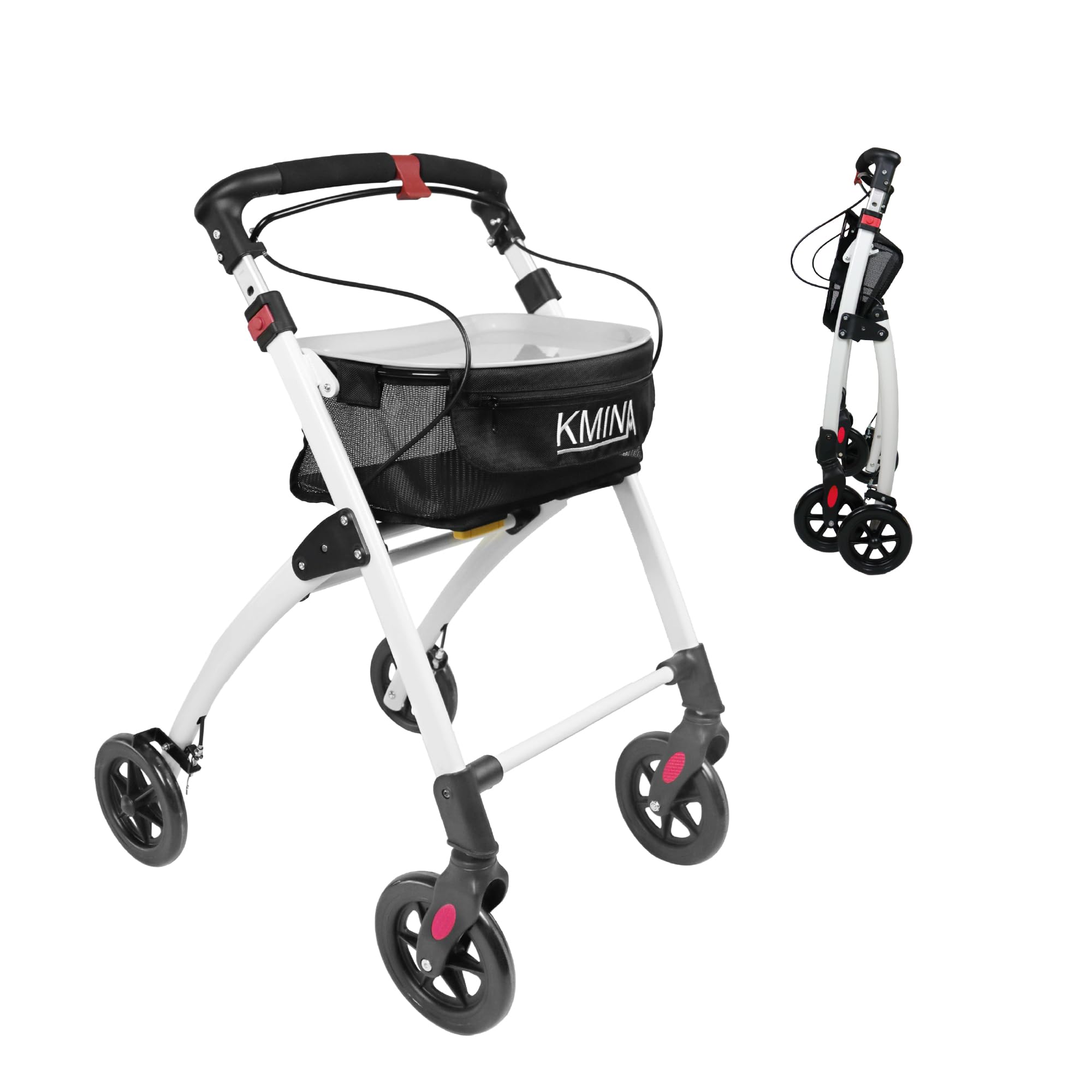 Photo 1 of KMINA PRO - Narrow Walkers for Small Spaces, Rollator Seniors, Folding Walker with Wheels, Black