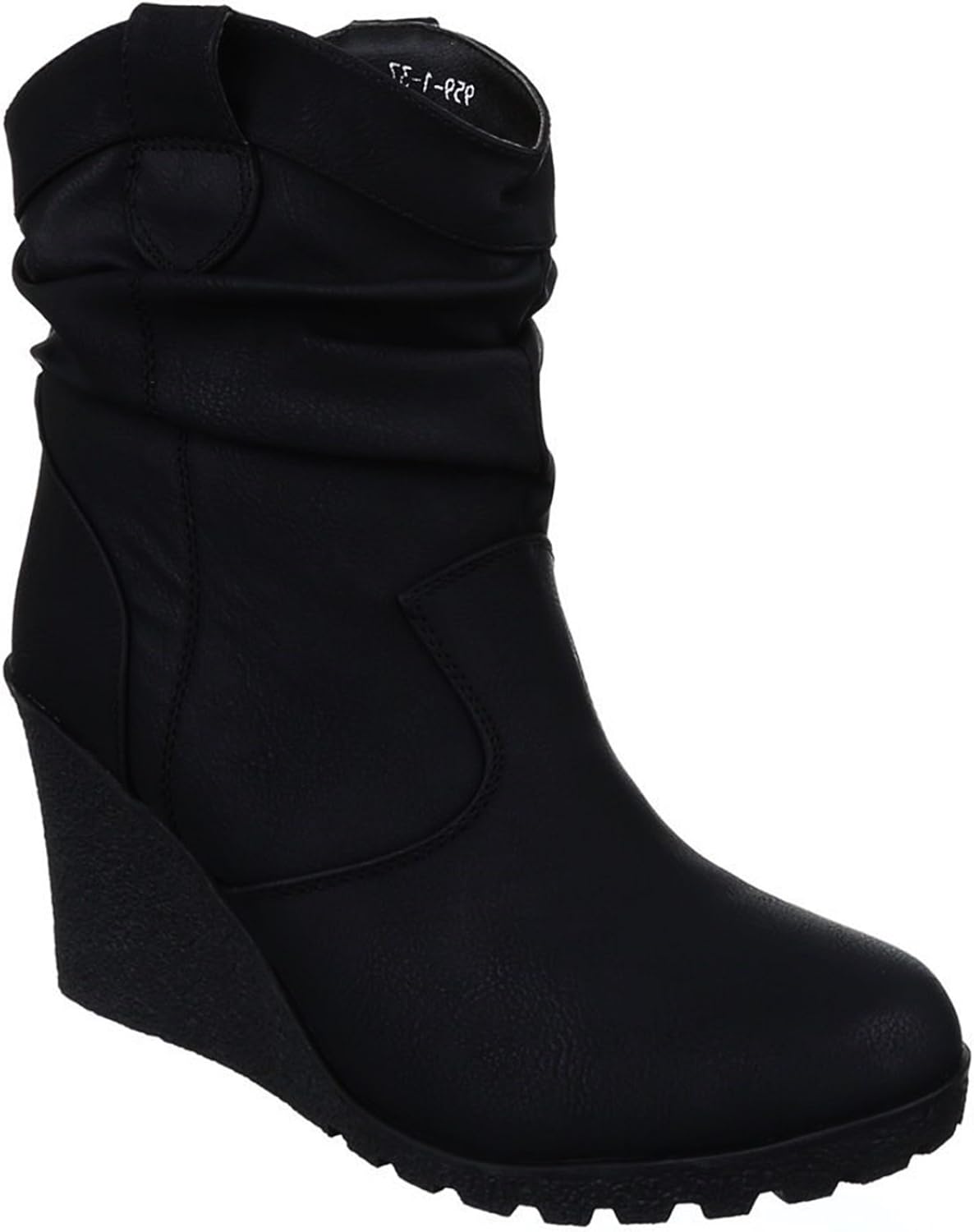 King Of Shoes Damen Stiefeletten Stiefel Keilabsatz Wedges Boots Plateau Warm Gefüttert Schuhe