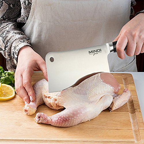 MINDI pro 7 Inch Heavy Duty Cleaver Chopper Butcher Knife for Home