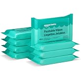 Amazon Basics Flushable Adult Toilet Wipes, Fragrance Free, 42 Count (Pack of 8) (Total 336 wipes) (Previously Solimo), Packaging May Vary