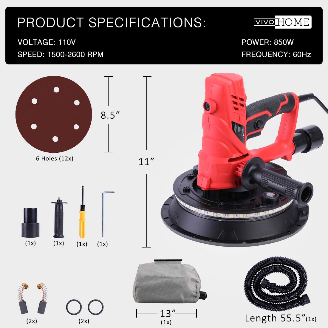 VIVOHOME V850DS Drywall Sanders product image 6
