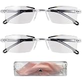 PKRFCJ 2 Pcs of Auto Focus Glasses, Intelligent Zoom Anti-Blue Light Presbyopia Glass with Case and Glasses Cloth, Smart Zoom Reading Glass