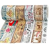 Crafty Rabbit Vintage Travel Washi Tape - Set of 6 Rolls - 196 Feet Total - Multicolor