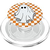 Retro Groovy Checkered Checkerboard Ghost Halloween PopSockets MagSafe PopGrip for iPhone