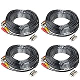 ABLEGRID 4 Pack 100ft bnc Video Power Cable Security Camera Cable Wire Cord for CCTV dvr Surveillance System (Included 2X BNC to RCA connectors with Each Cable)