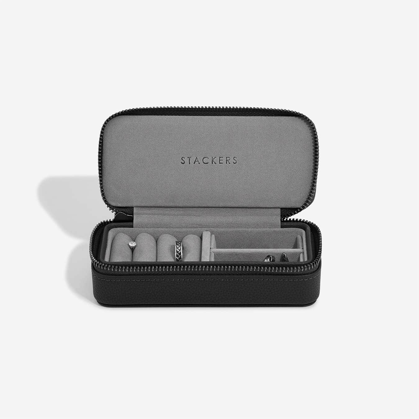 Stackers Black Medium Zipped Jewellery Box - Mens