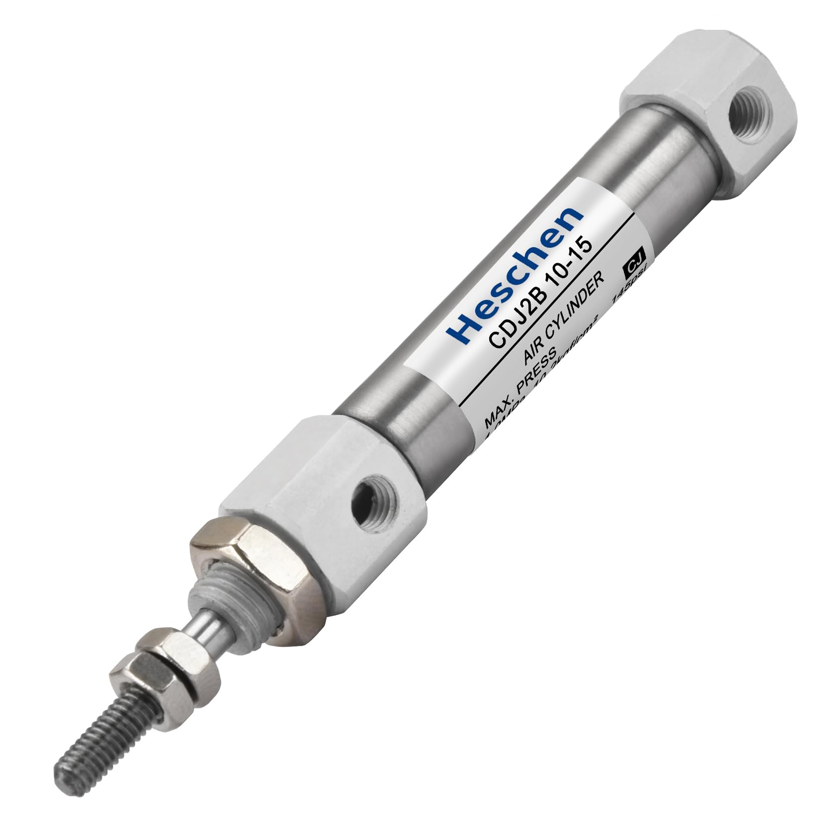 Heschen Stainless Steel Slim Air Pneumatic Cylinder, CDJ2B 10-15, M5 Port, 10mm Bore, Double Acting Single Rod (15mm Stroke)