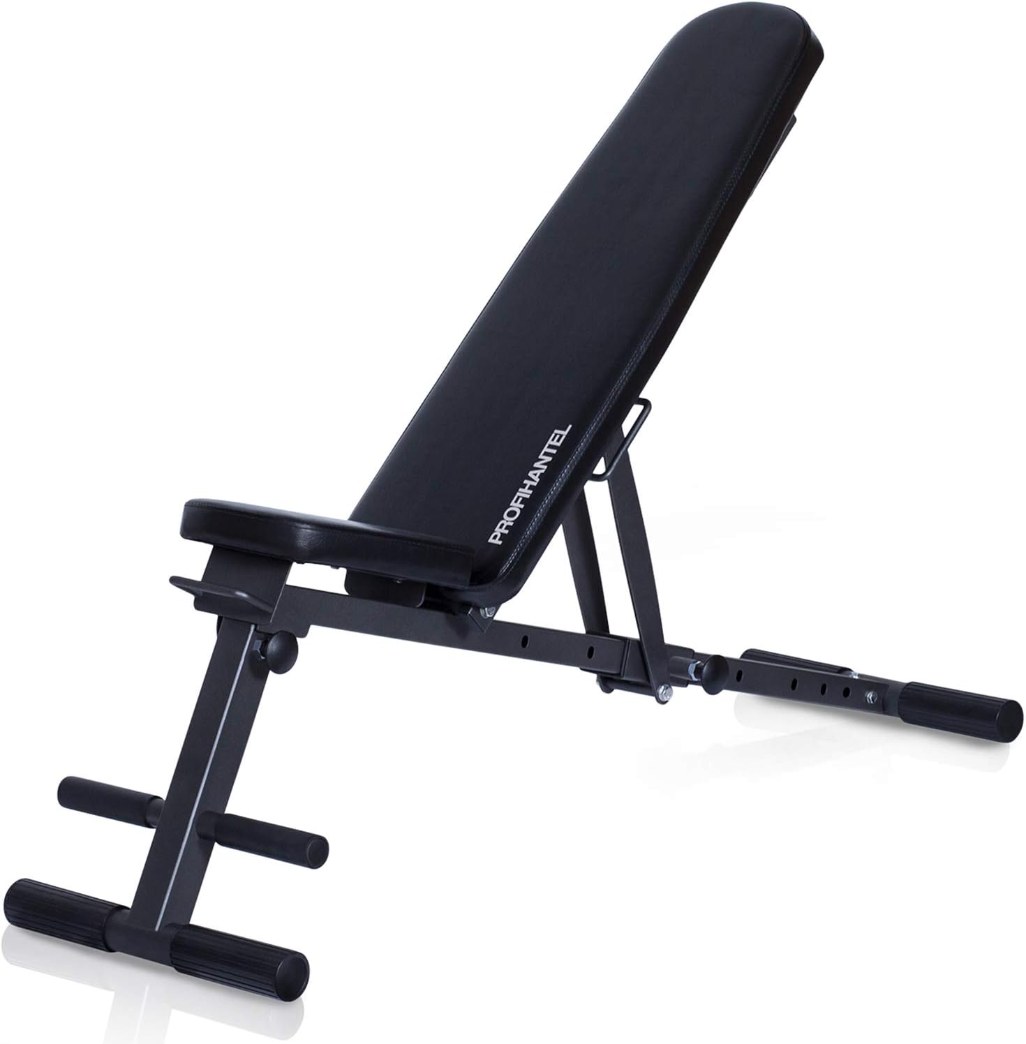 Ultra Compact Professional Folding Weight Bench – Intelligent Folding System, Pin-Secured Adjustment System, No Assembly Required, Folds Flat To Only 18 cm, Maximum Load up to 350 kg, Leg Holders for Ab Training, Includes Training Poster, Training Plan and Guide (may not be in English)