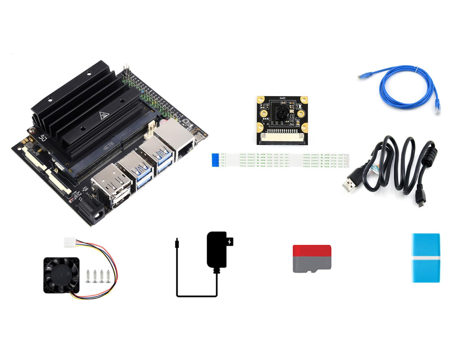 Waveshare Jetson Nano 4GB Development/Expansion Kit B Alternative Solution of B01 Kit with Jetson-IO-Base-A+Nano Module+Heatsink+Cooling Fan+Camera and so on Used in Sorts of AI Projects