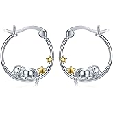 Elephant Hoop Earrings 925 Sterling Silver Family Mother Elephant Lucky Cute Hoop Earring For Women Mother Gift