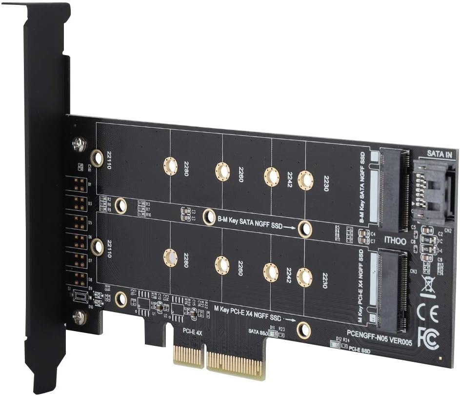 Zerone PCI-E 4X to M.2 Adapter Card PCI-E Riser Card B-key+M-key Expansion Dual Interface for NVMe SSD NGFF - Image 3