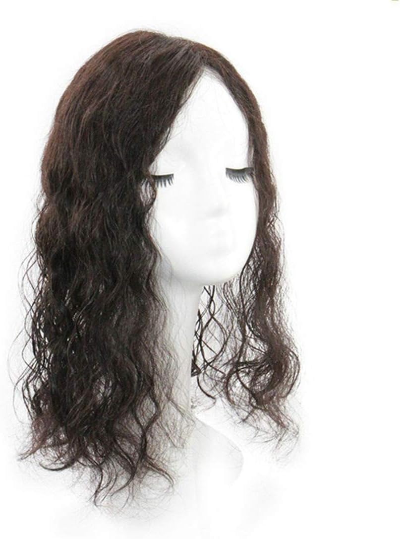 Curly Human Hair Clip on Toppers for Women with Free Parting, 6"x 6.7" Large Mono Crown Topper Hair Pieces for Thinning Hair, 20" Natural Black