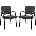 SUPER DEAL Office Guest Chair Bonded Leather Executive Side Chair Reception Chair with Solid Metal Frame Home Office Furniture, Set of 2