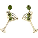 MADISON TYLER Cute Dangle Earrings for Woman | Trendy Fun Statement Cocktail Earrings | Rhinestone Epoxy Pearls Stones | Martini Bloody Mary Mojito Lemonade Jewelry for Woman