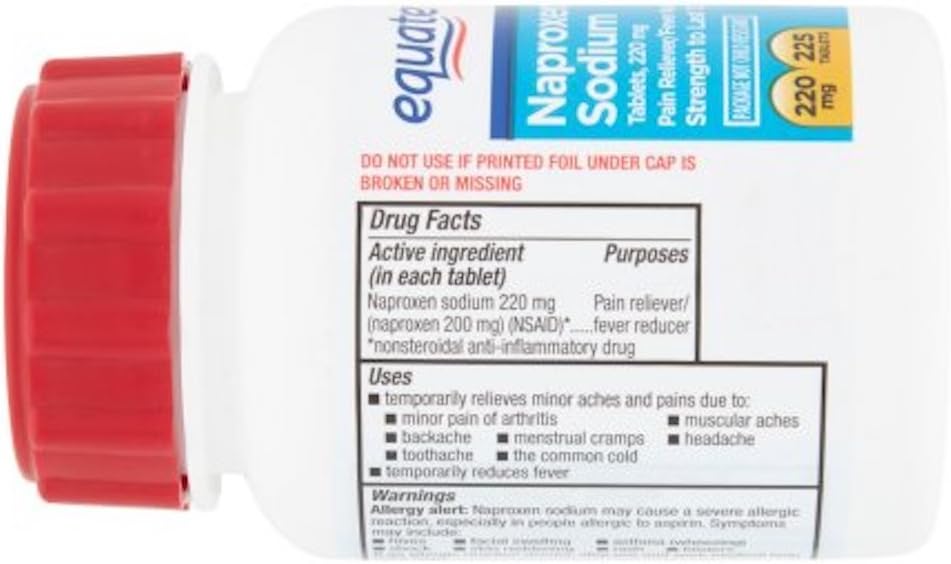 Naproxen Sodium Caplets 220mg 225ct, by Equate, Compare to Aleve: Health & Personal Care