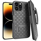 Designed for iPhone 14 Pro Max Case with Belt Clip Holster - Kickstand Cover Phone Case - Black