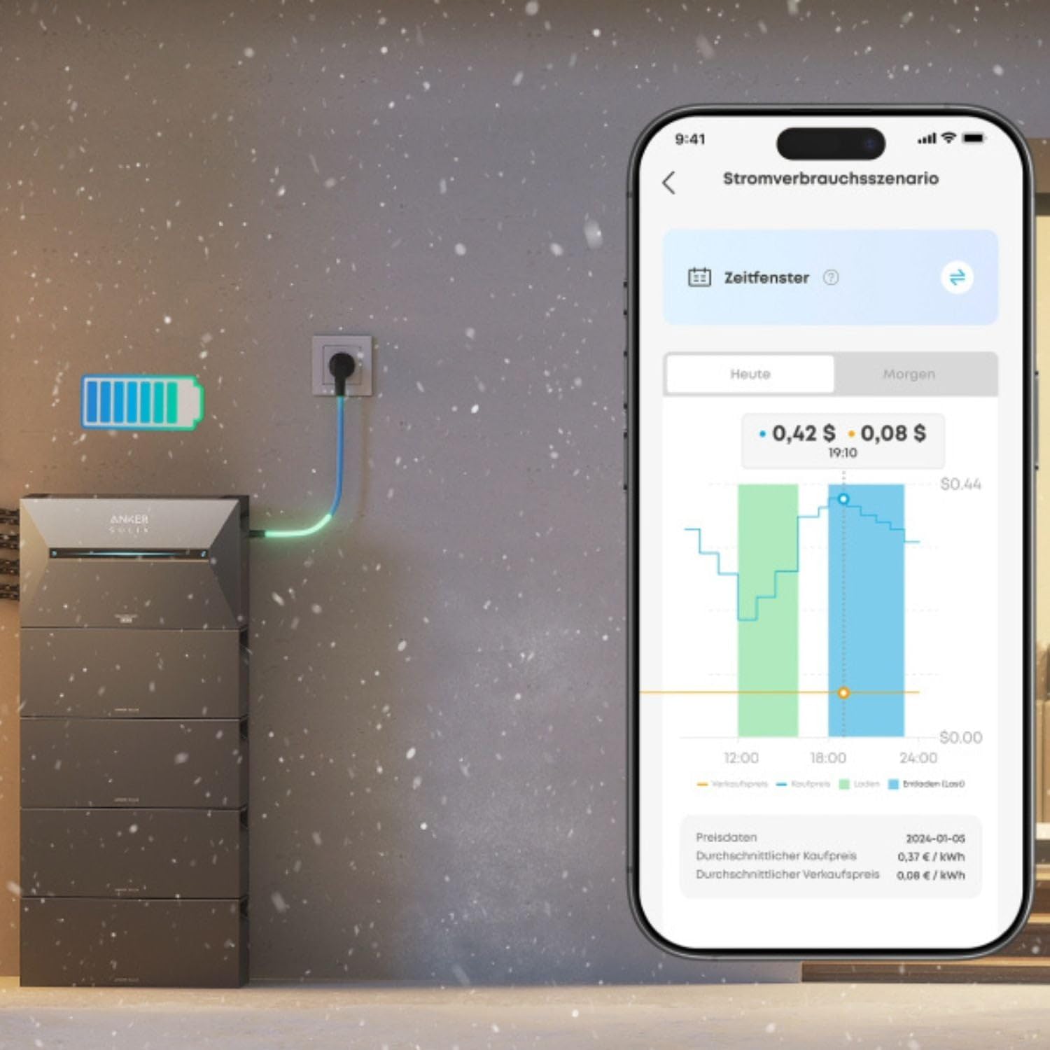 Kleines Kraftwerk 2000W Balkonkraftwerk ohne Halterung inkl. Anker Solarbank 3 Pro | Balkon Kraftwerk mit Speicher 800W komplett Steckdose | Solaranlage Komplettset | 4x500Wp bifaziale Solarmodule 5