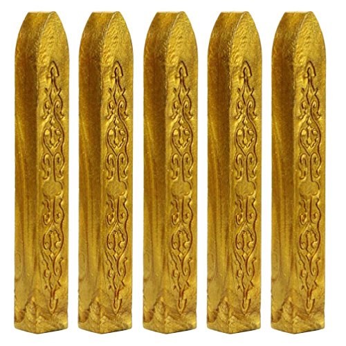 Gotd 5PCS Vintage Sealing Seal Wax Sticks Wicks For Postage Letter,for decorating envelopes, parcels, invitations, postcards, greeting cards, etc. (Gold) - Thumbnail 3