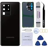 Perzework Back Glass Replacement for Samsung Galaxy S20 Ultra with Reparing Tool kit (Cosmic Black)