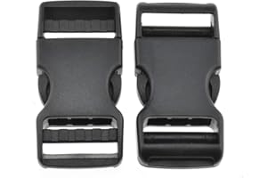 HAO PRO SGH Pro Quick Side Release Buckles 0.75' Wide Dual Adjustable Clips Snaps No Sewing Heavy Duty Plastic 7 Pack Replacement for Nylon Strap Webbing Survival Paracord Backpack Fanny Pack Waist Strap