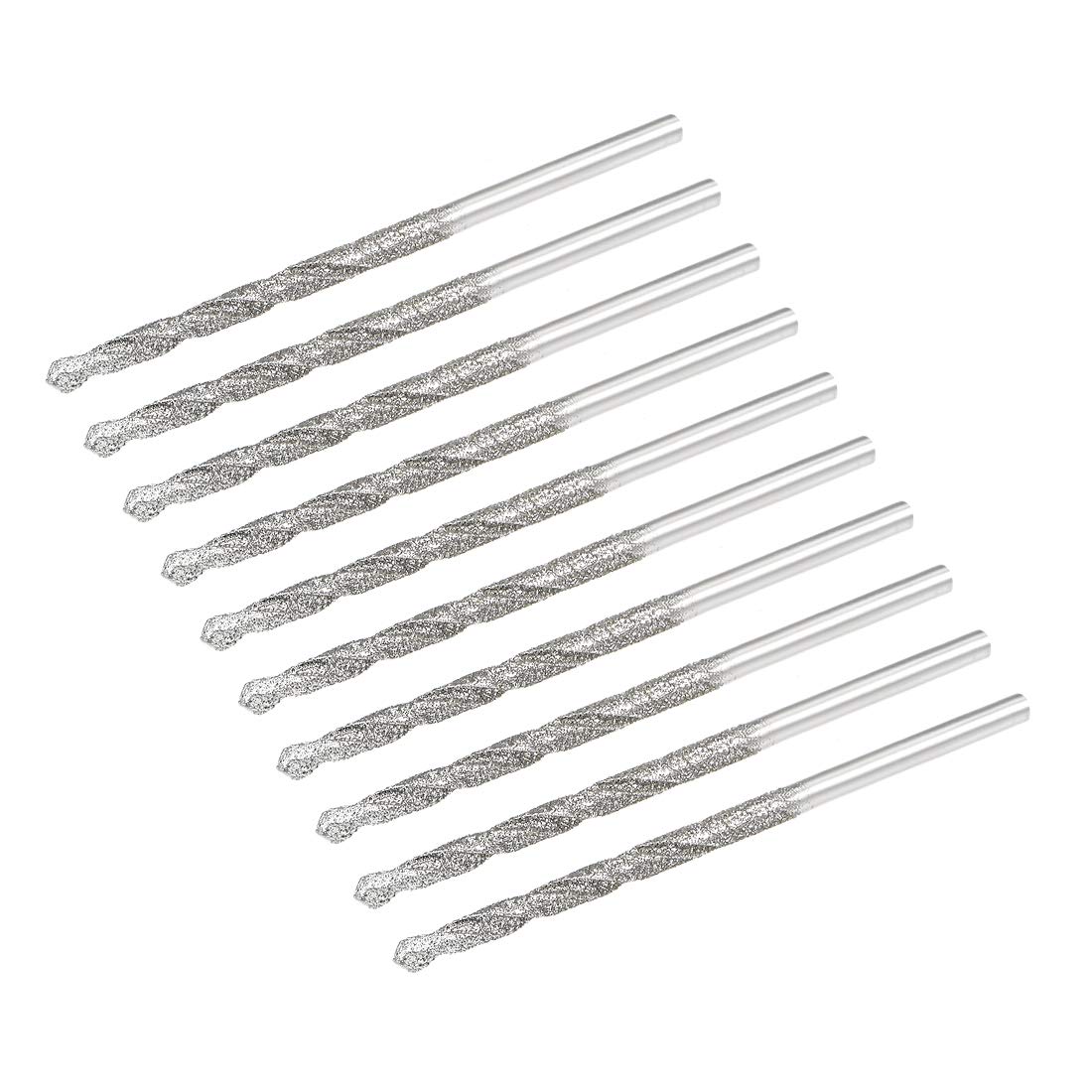 sourcing map 2.1mm Diamond Twist Drill Bits High Speed Steel for Glass Sea Shells Stone Tiles 10 Pcs