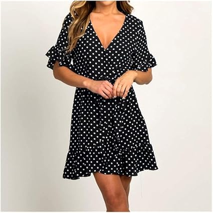 Robe à pois cache-cœur à manches courtes - Kate \u0026 James