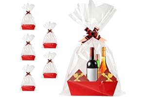 FUNSKY Basket For Gifts Empty, 5 Pack Sturdy Empty Gift Basket Kit With Handles, Red Cardboard Empty Gift Baskets To Fill Bulk For Holiday, Birthday, Christmas, Valentines Day And Any Occasion