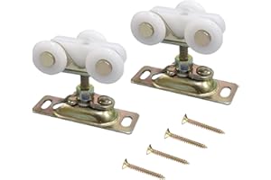AUGENWEIDE 3/4 Inch Sliding Pocket Door Rollers Assembly, Sliding Door Wheels Replacement Part with Top Hanger for Johnson Part Hardware Kit, Sliding Door Hardware Kits for Bypass, Closet Doors
