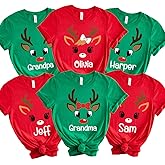 Custom Christmas Family Matching Shirts, Christmas Group Pajama T-Shirts D280a Multi