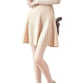 Ailaile Short Skirt Women's Fall Winter 100% Merino Wool Knitted Skirt Girl's Ribbed Elastic Waist Skirts