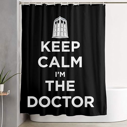 Amazon Com Niyoung Polyester Shower Curtain Keep Calm Doctor Who