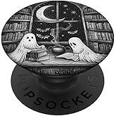 Spooky Ghosts Reading Books Library Bookworm Retro Bookish PopSockets Standard PopGrip