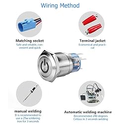 Quentacy 19mm 3/4" Latching Push Button Switch 12V