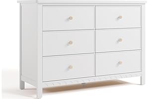 Graco Sasha 6 Drawer Dresser (White) – GREENGUARD Gold Certified, Wood Storage for Nursery or Kids’ Room, Safe Interlocking Drawer System & Easy Assembly with Pre-Installed Tracks